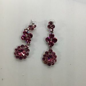 Pink rhinestone and metal pageant earrings